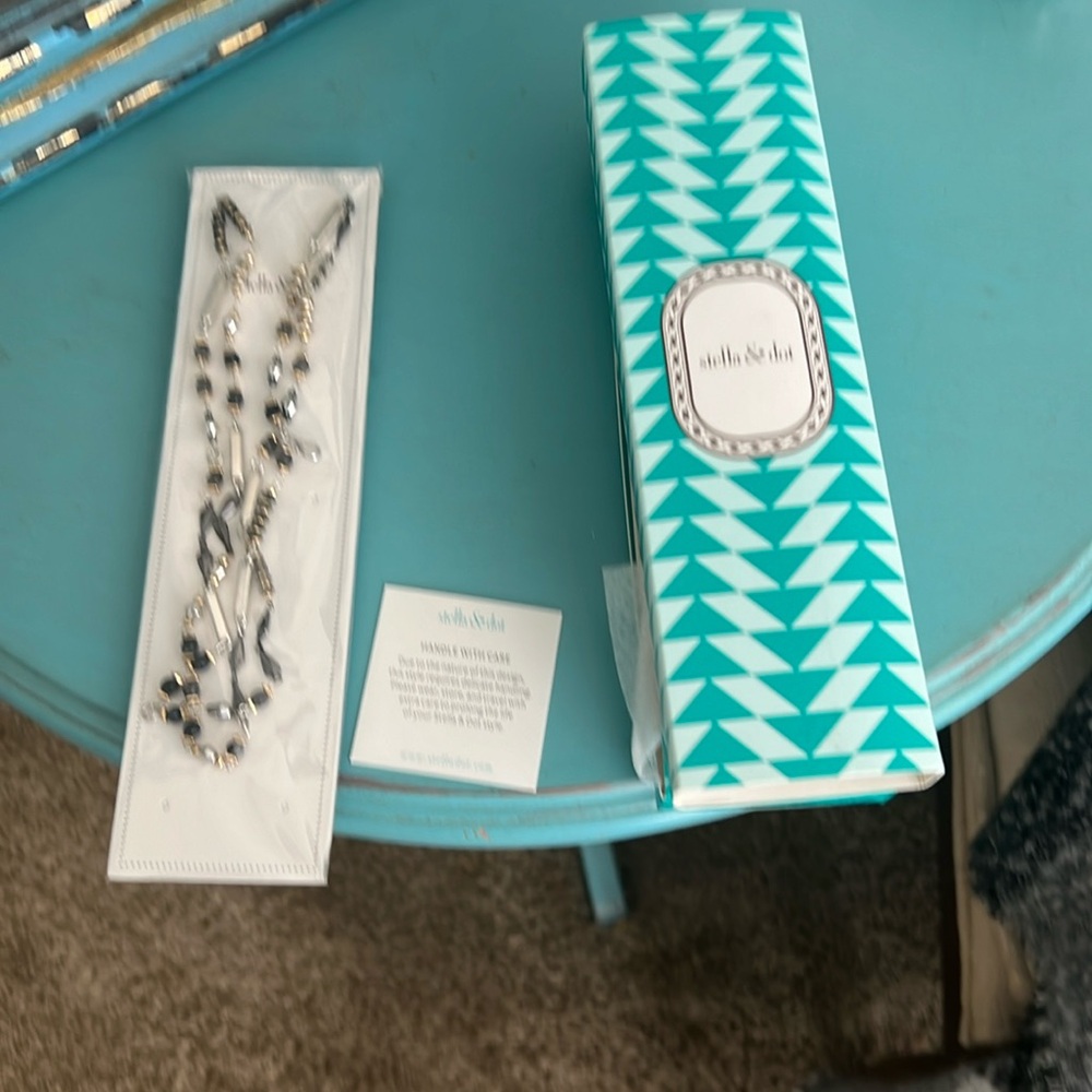 Stella Dot necklace silver beads and gray beads